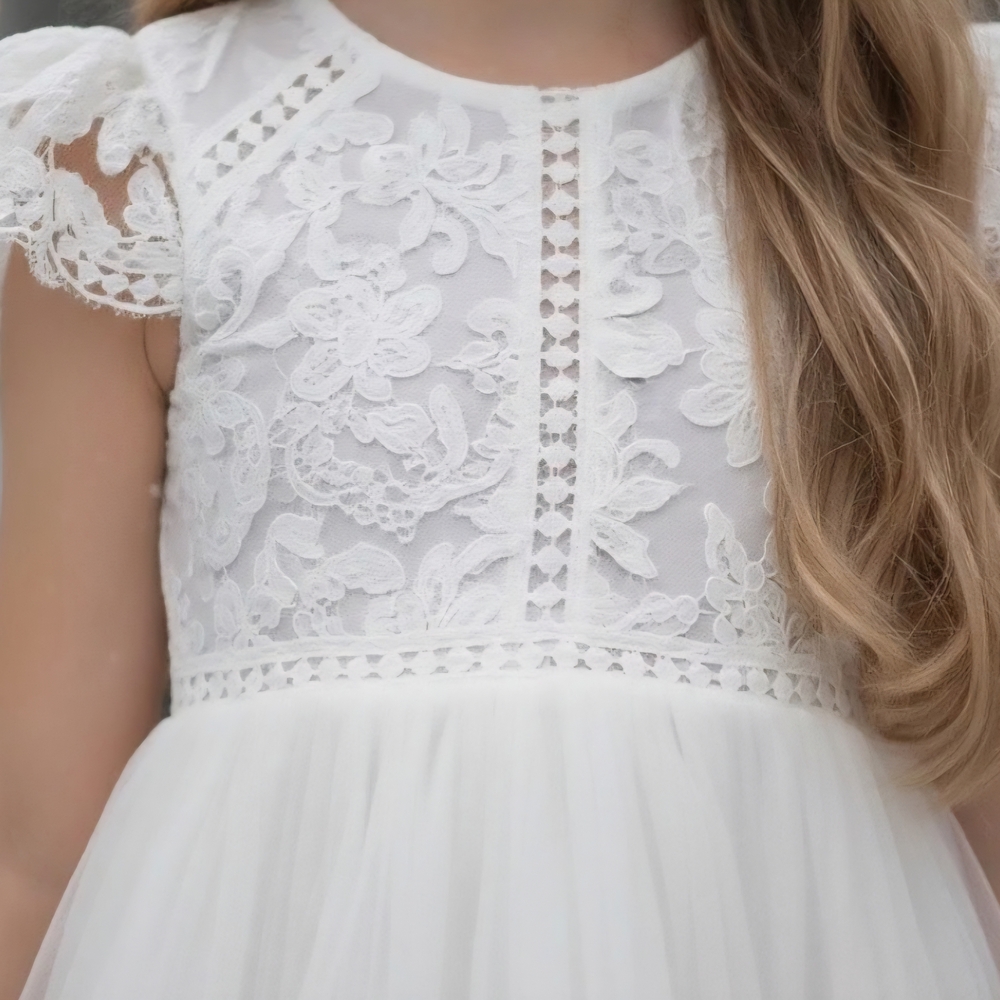 Elegant White Lace Kids Dress